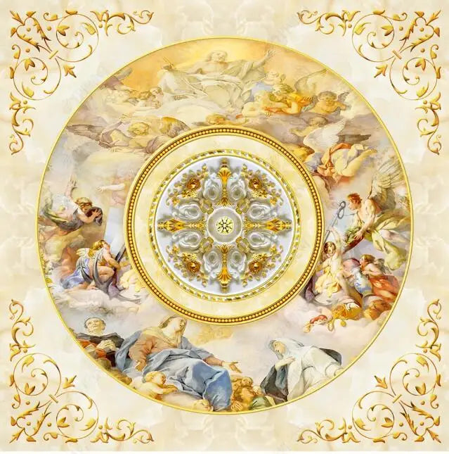 beibehang desktop wall paper 3d murals Top ceiling mural wallpaper painting Western European blue sky Angel photo wallpaper roll