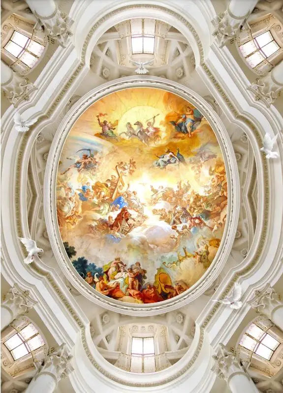 beibehang desktop wall paper 3d murals Top ceiling mural wallpaper painting Western European blue sky Angel photo wallpaper roll