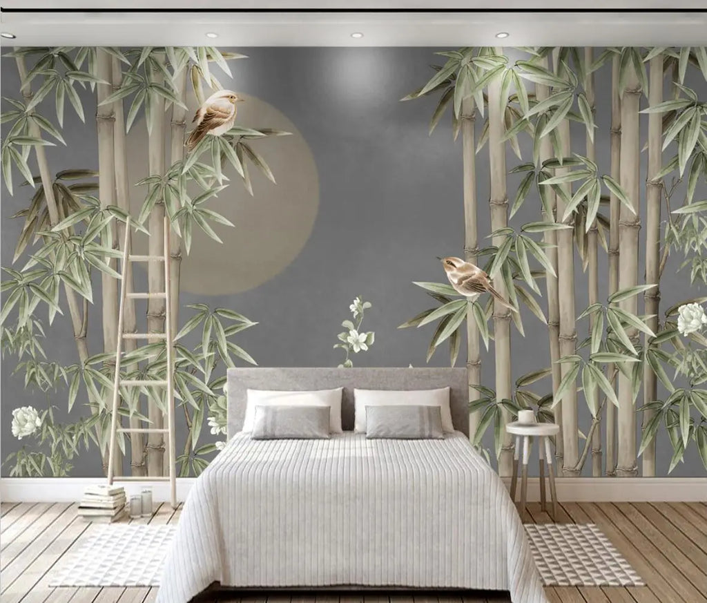 beibehang custom Ink bamboo flowers and birds Murals Modern wallpapers for Living Room Bedroom mural Wall Papers Home Decor