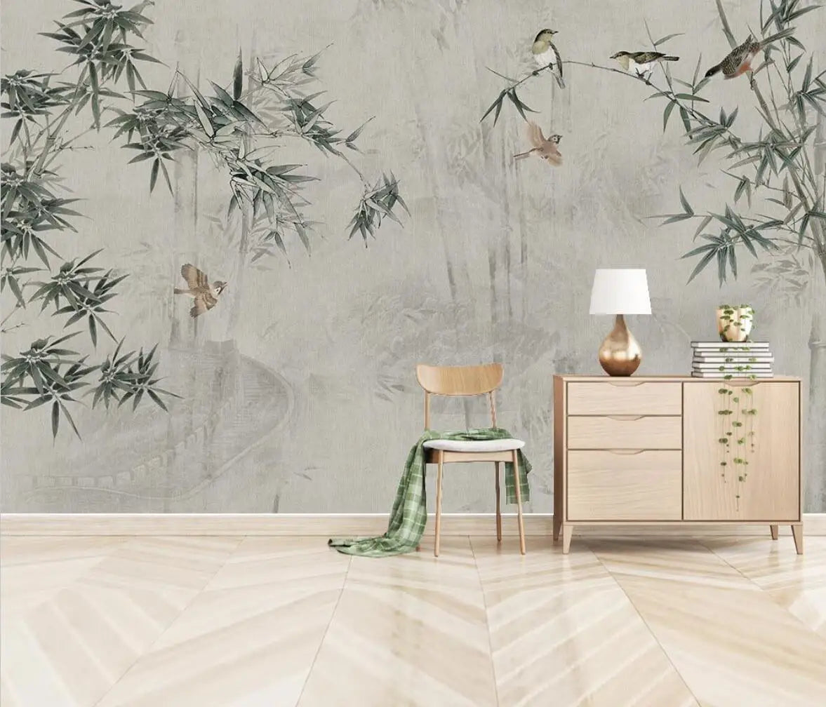 beibehang custom Ink bamboo flowers and birds Murals Modern wallpapers for Living Room Bedroom mural Wall Papers Home Decor