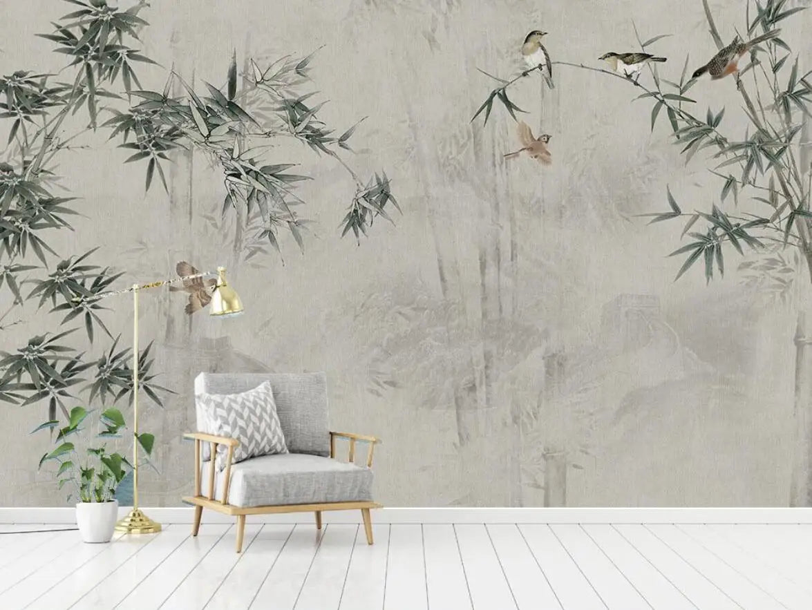 beibehang custom Ink bamboo flowers and birds Murals Modern wallpapers for Living Room Bedroom mural Wall Papers Home Decor