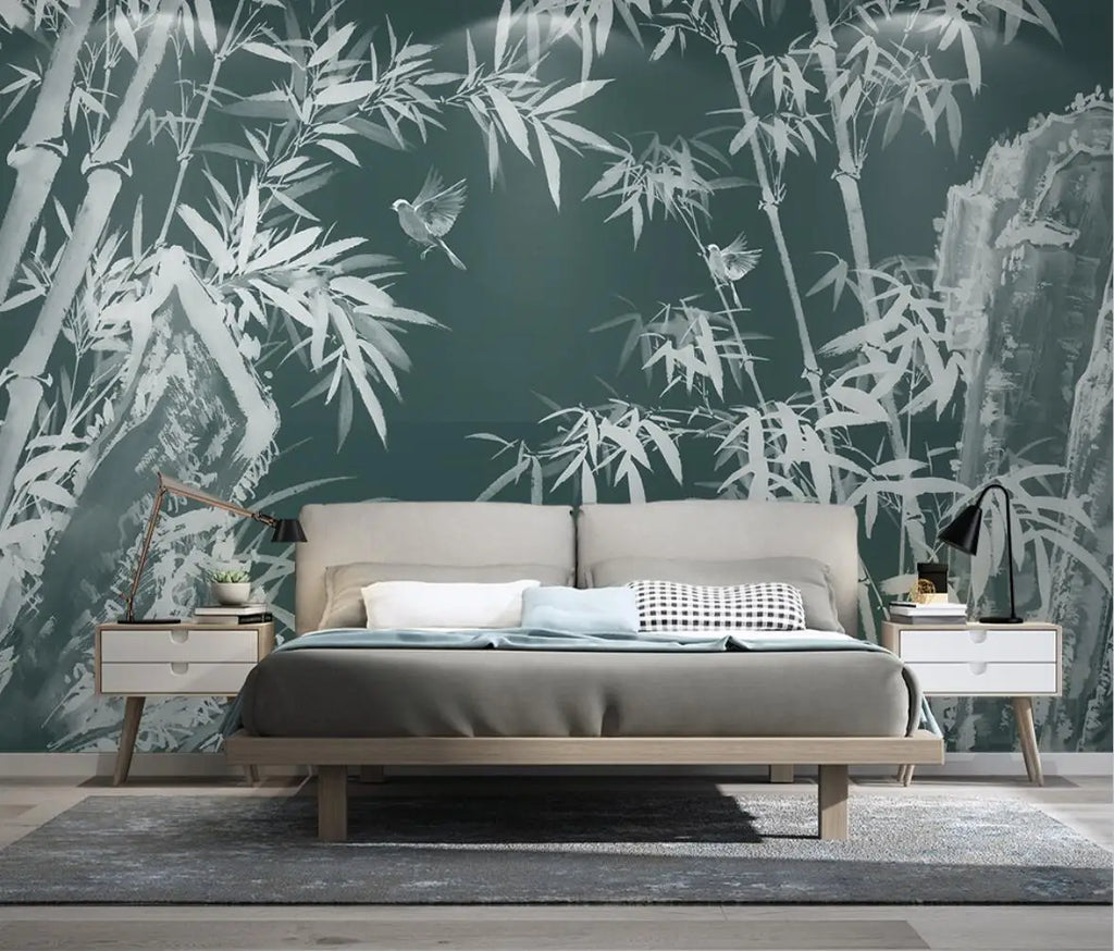 beibehang custom Ink bamboo flowers and birds Murals Modern wallpapers for Living Room Bedroom mural Wall Papers Home Decor