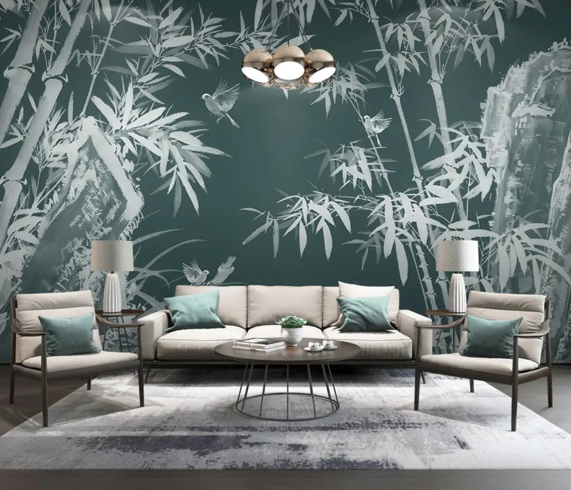 beibehang custom Ink bamboo flowers and birds Murals Modern wallpapers for Living Room Bedroom mural Wall Papers Home Decor
