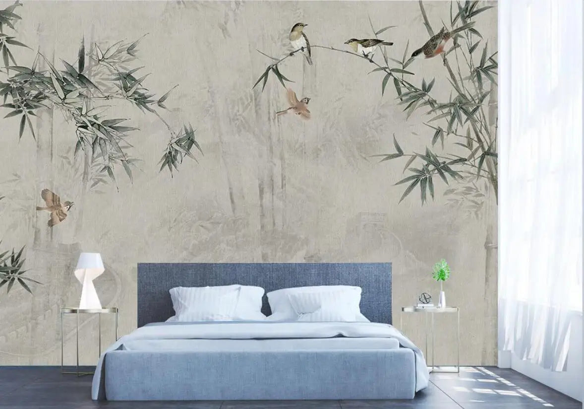 beibehang custom Ink bamboo flowers and birds Murals Modern wallpapers for Living Room Bedroom mural Wall Papers Home Decor