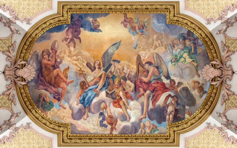 beibehang desktop wall paper 3d murals Top ceiling mural wallpaper painting Western European blue sky Angel photo wallpaper roll