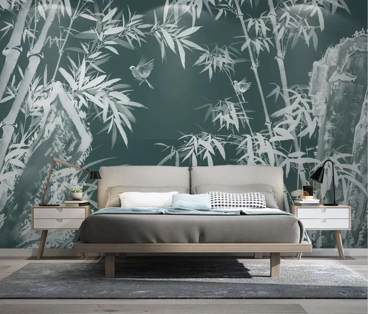 beibehang custom Ink bamboo flowers and birds Murals Modern wallpapers for Living Room Bedroom mural Wall Papers Home Decor
