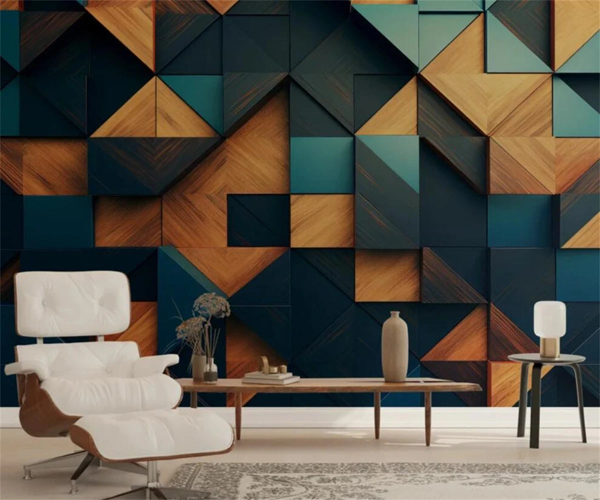 beibehang Customize the latest bedroom and living room decor with three-dimensional abstract geometric background wallpaper